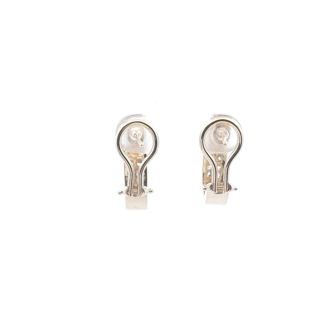 Estate $1040 14K Yellow Gold Double Row Chanel Set Diamond Earrings