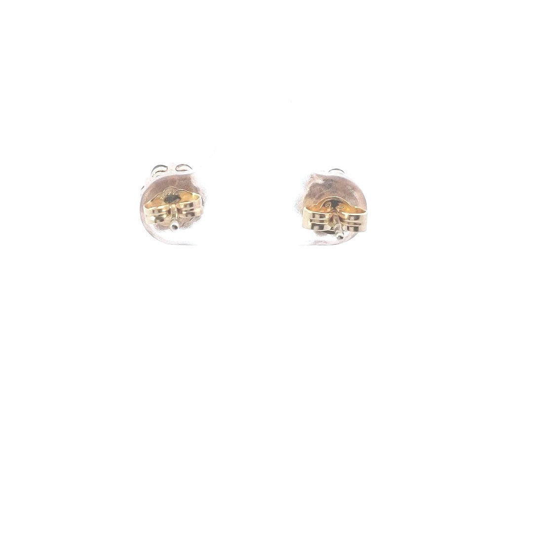 Estate $300 14K Yellow Gold Brown & White Diamond Stud Earrings