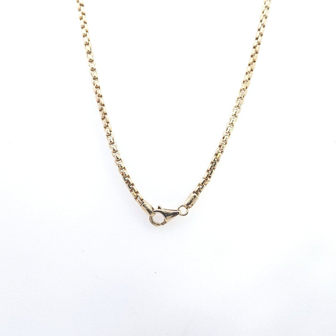 Estate $1360 14K Yellow Gold Round Box Chain Diamond Cross Necklace
