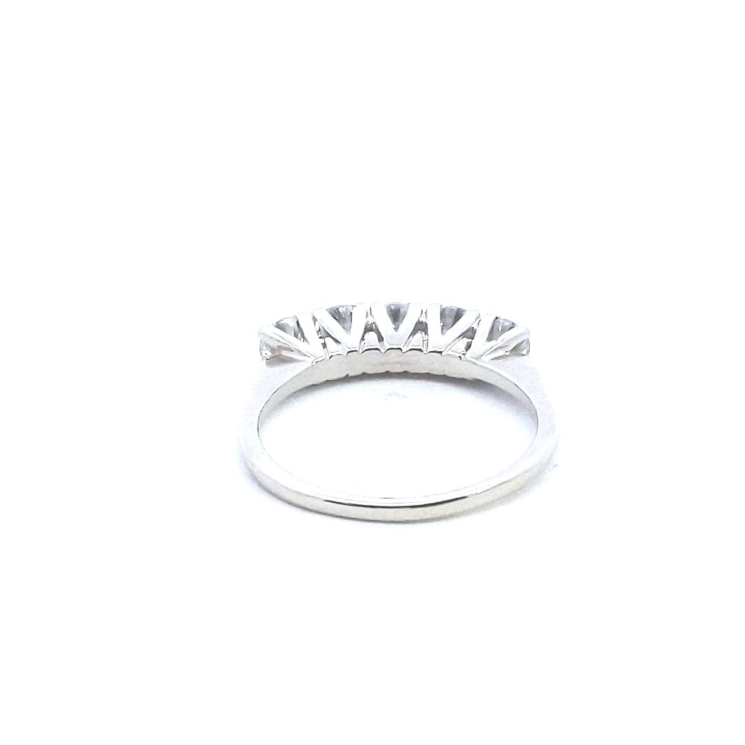 Estate $900 14K White Gold 5 Stone Diamond Ring