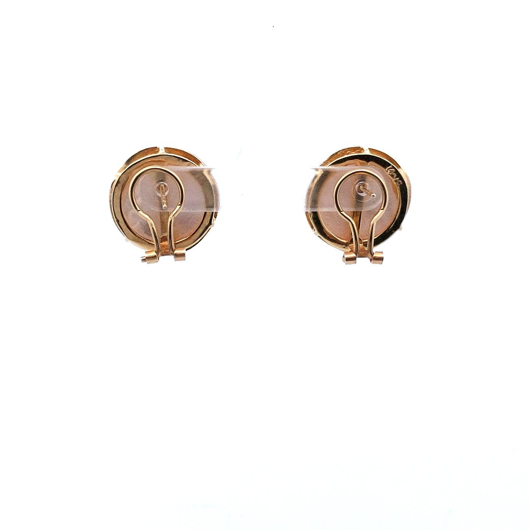 Estate $700 14K Yellow Gold Mabe Pearl Earrings