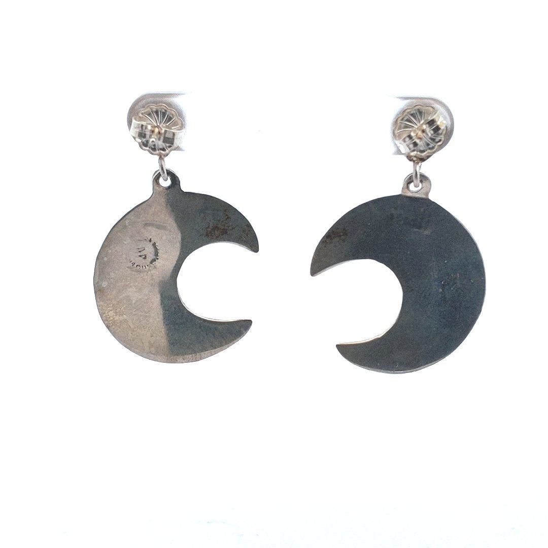 Designer Sterling JV Jaxco Mexican Pierced Crescent Moon Earrings
