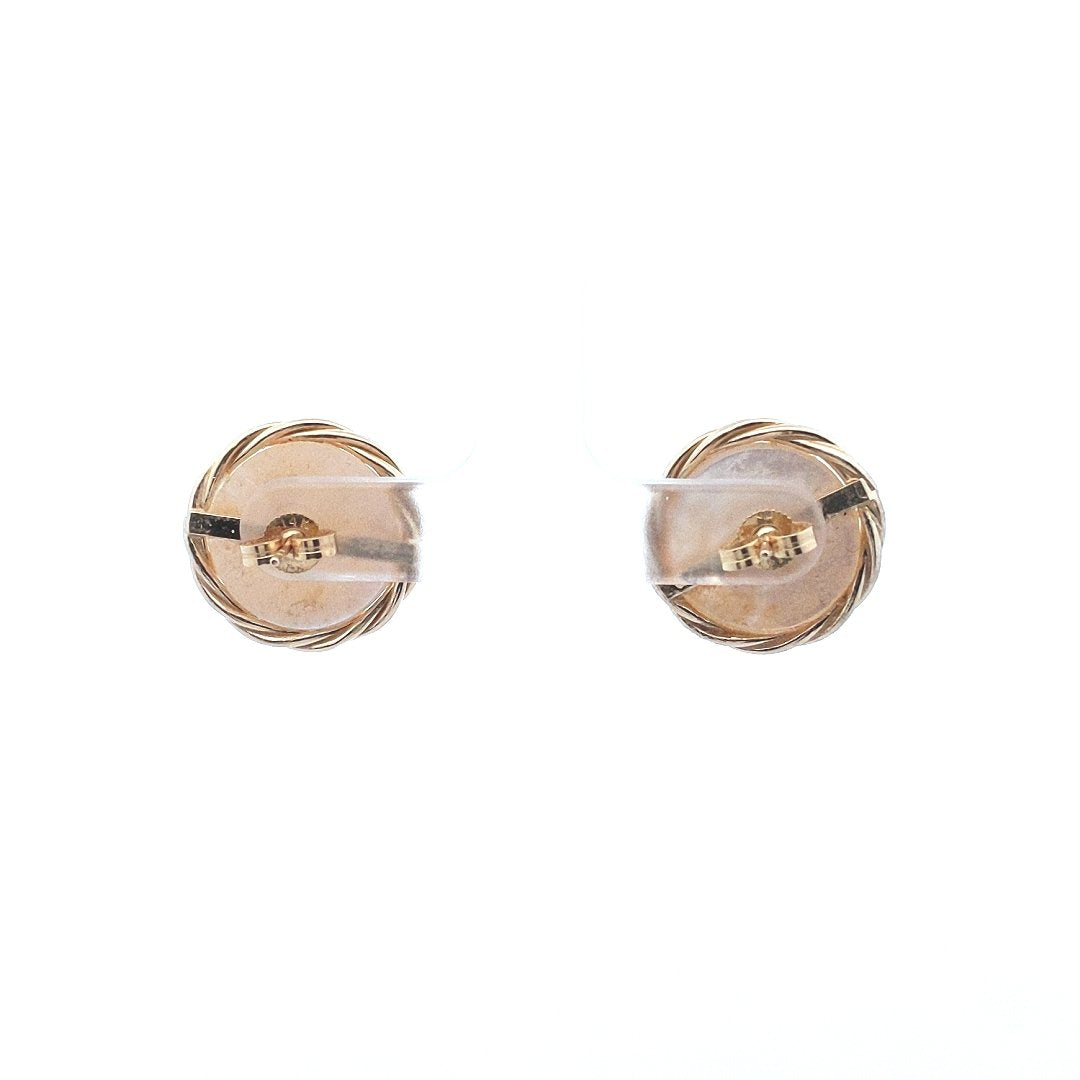 Vintage $350 14K Yellow Gold Mabe Pearl Earrings