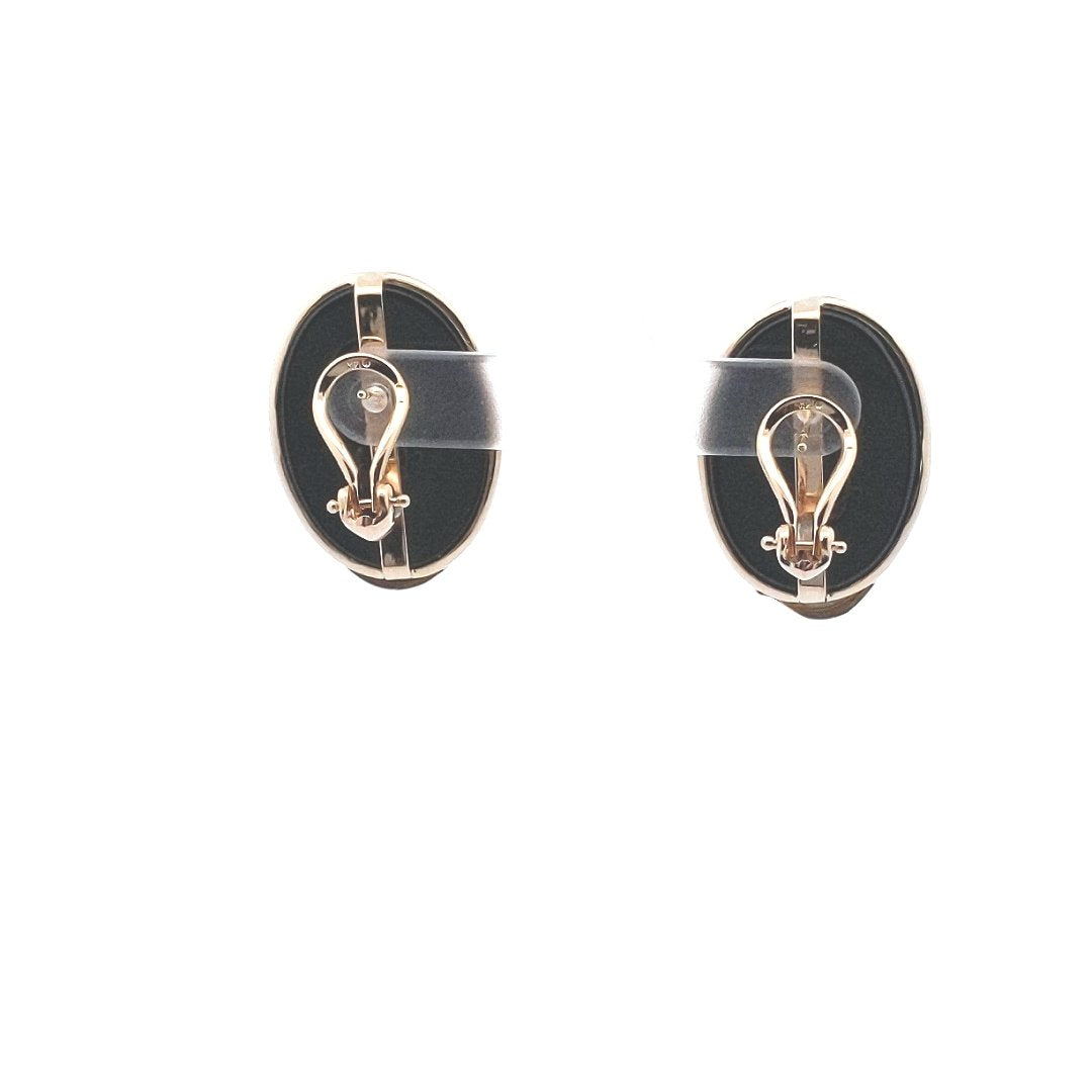 Vintage $700 14K Yellow Gold Onyx Diamond Earrings