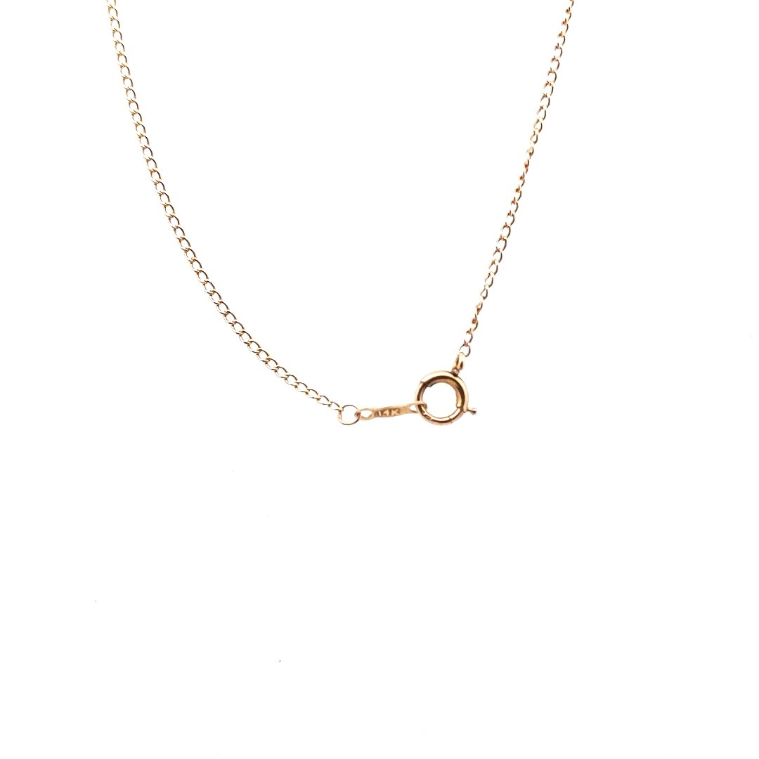 Antique 14K Yellow Gold Diamond Pearl Blue Paste Lavalier Necklace