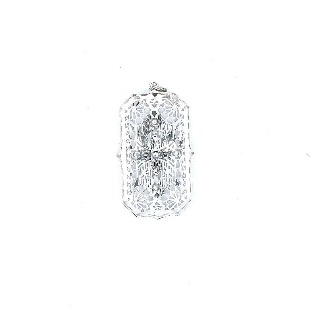 Antique $700 Edwardian Diamond Filigree Pendant