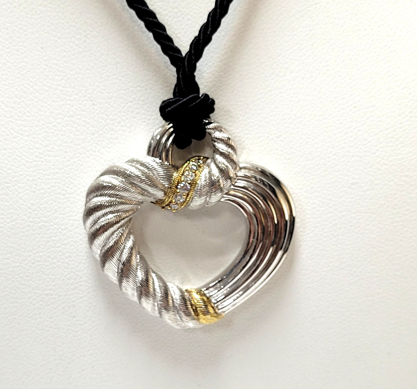 Designer $200 Sterling & Gold Vermeil Judith Ripka CZ Heart Necklace
