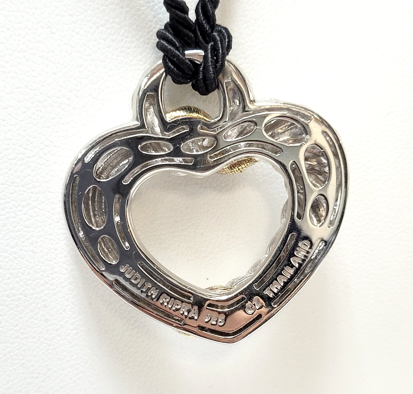Designer $200 Sterling & Gold Vermeil Judith Ripka CZ Heart Necklace