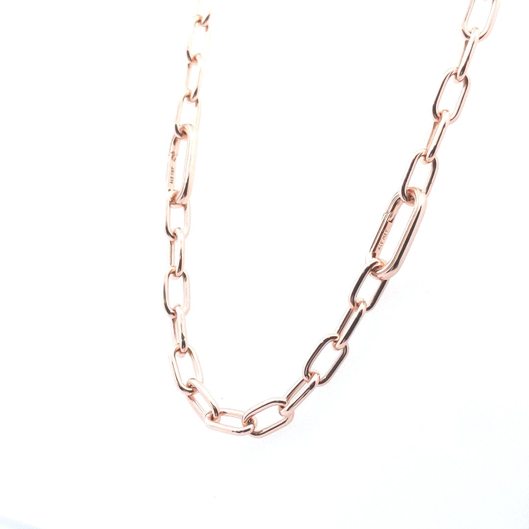 Designer Rose Gold Plated Metal Pandora Oval Link Necklace