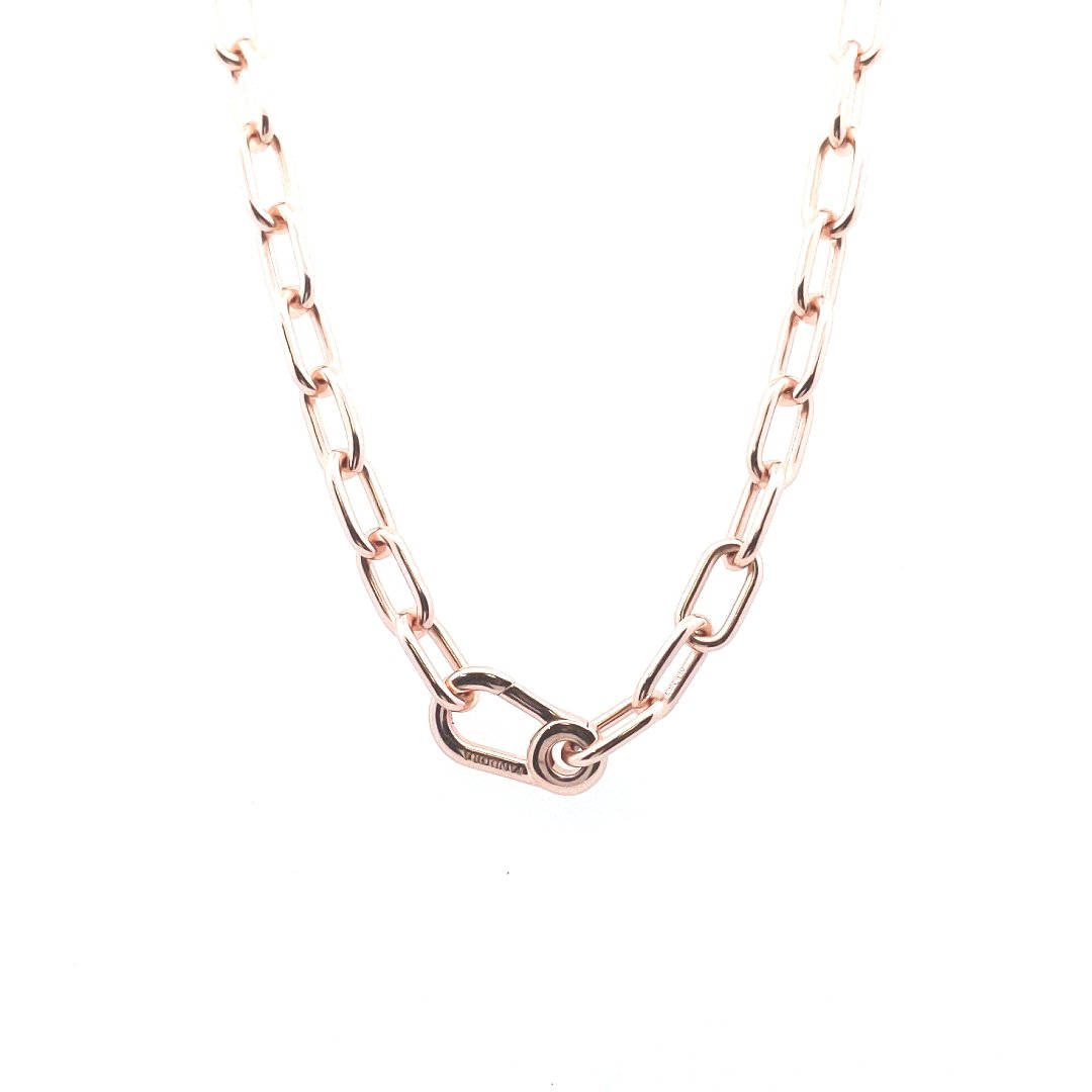 Designer Rose Gold Plated Metal Pandora Oval Link Necklace