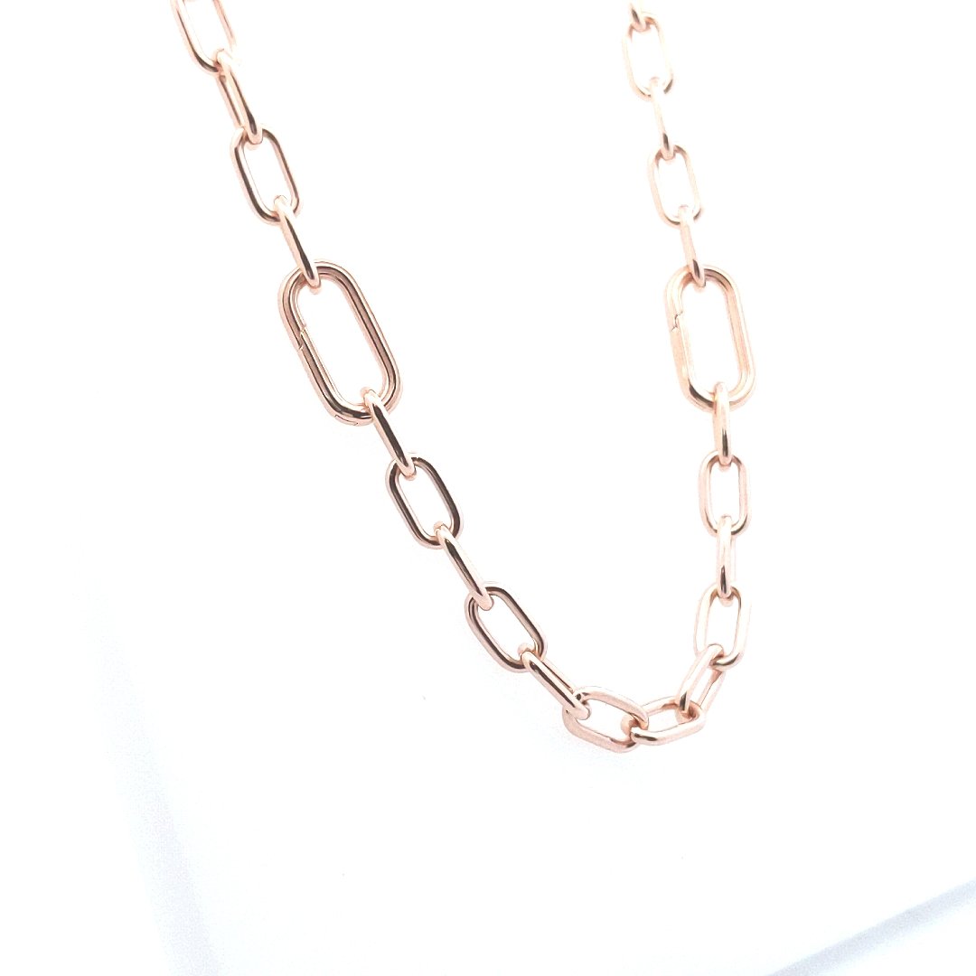 Designer Rose Gold Plated Metal Pandora Oval Link Necklace