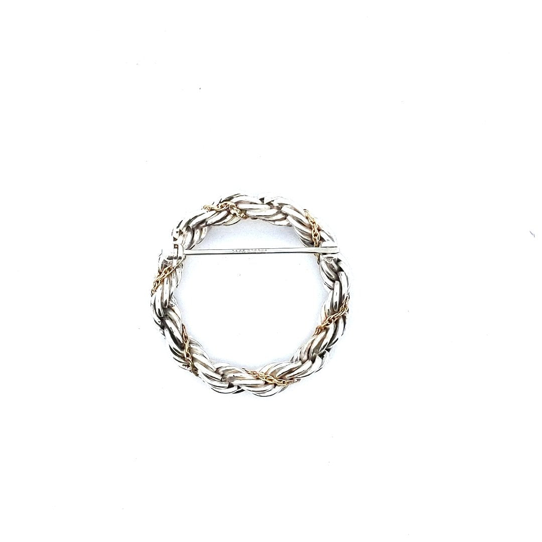 Designer $200 18K Yellow Gold Sterling Tiffany & Co. Circle Rope Brooch