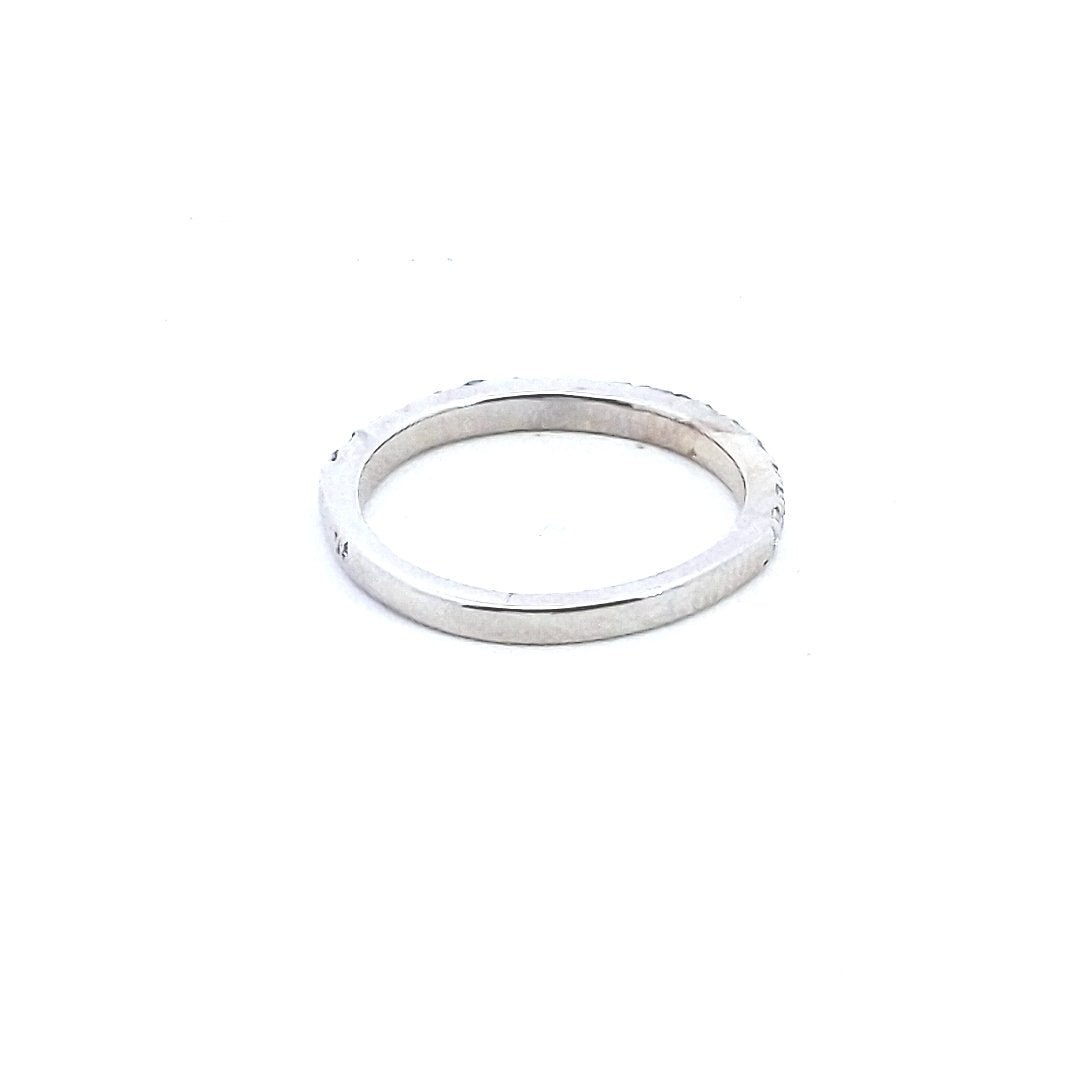 Estate $500 14K White Gold Diamond Half Wedding Band