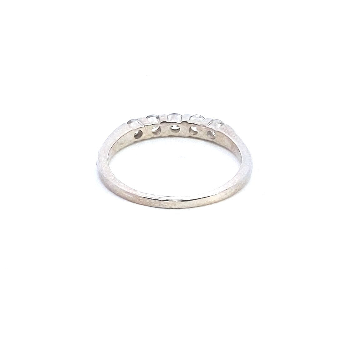 Estate $500 14K White Gold Diamond 5 Stone Wedding Band