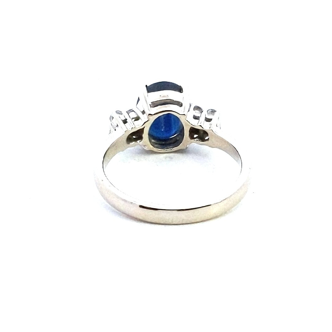Estate $1000 14K White Gold Sapphire Diamond Ring