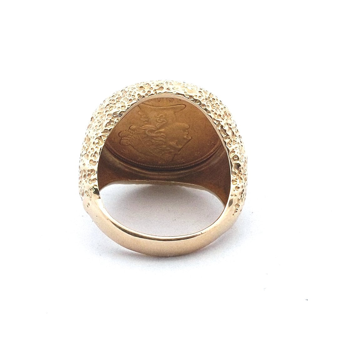 Vintage $2500 14K Yellow Gold US Gold 1901-S $5 Liberty Half Eagle 22K Coin Ring