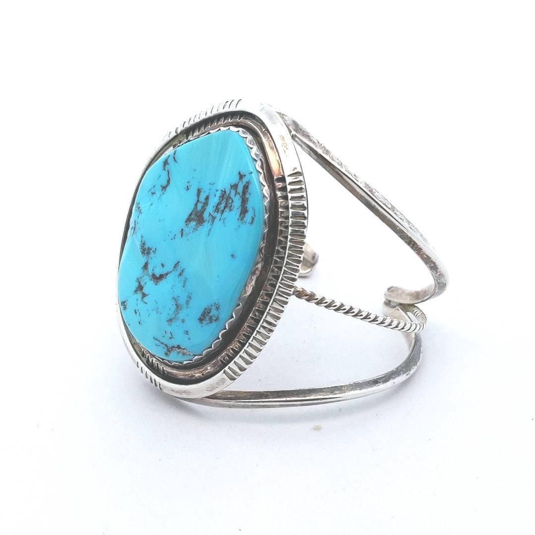 Vintage Sterling Silver Turquoise Cuff Bracelet