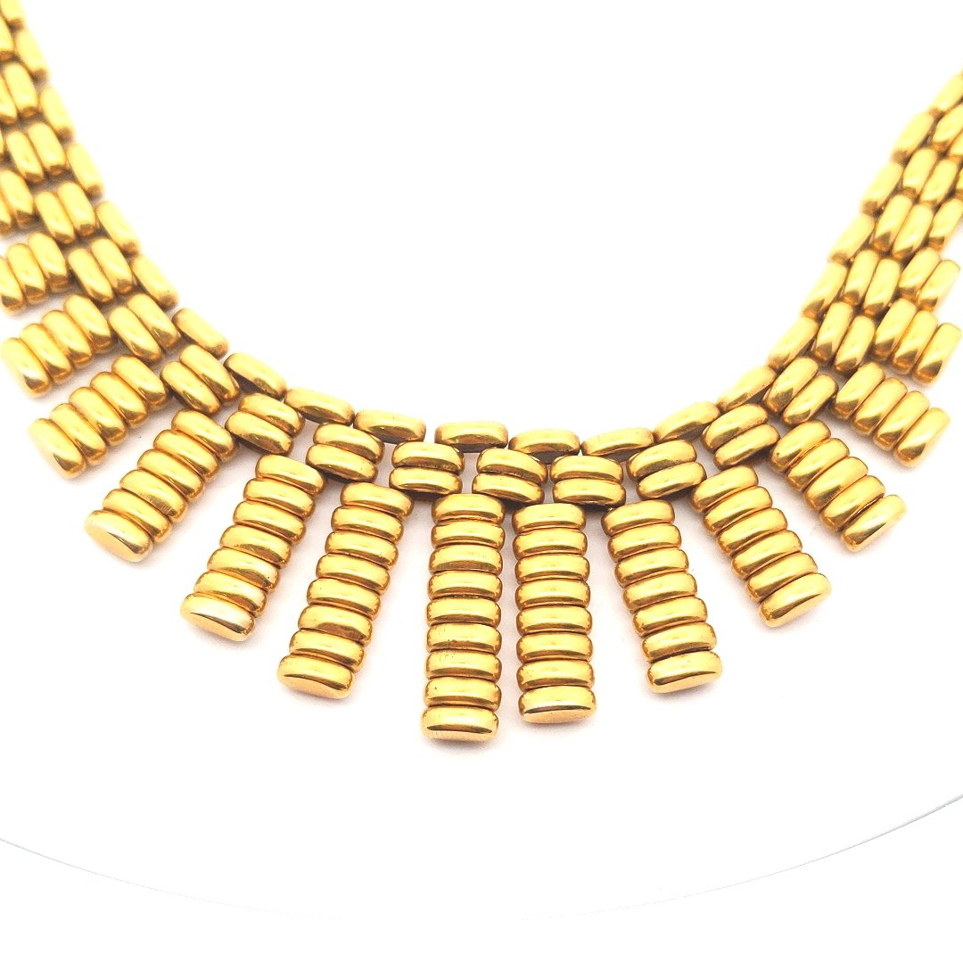 Vintage $3800 9K Yellow Gold Oval Link Fringe Necklace