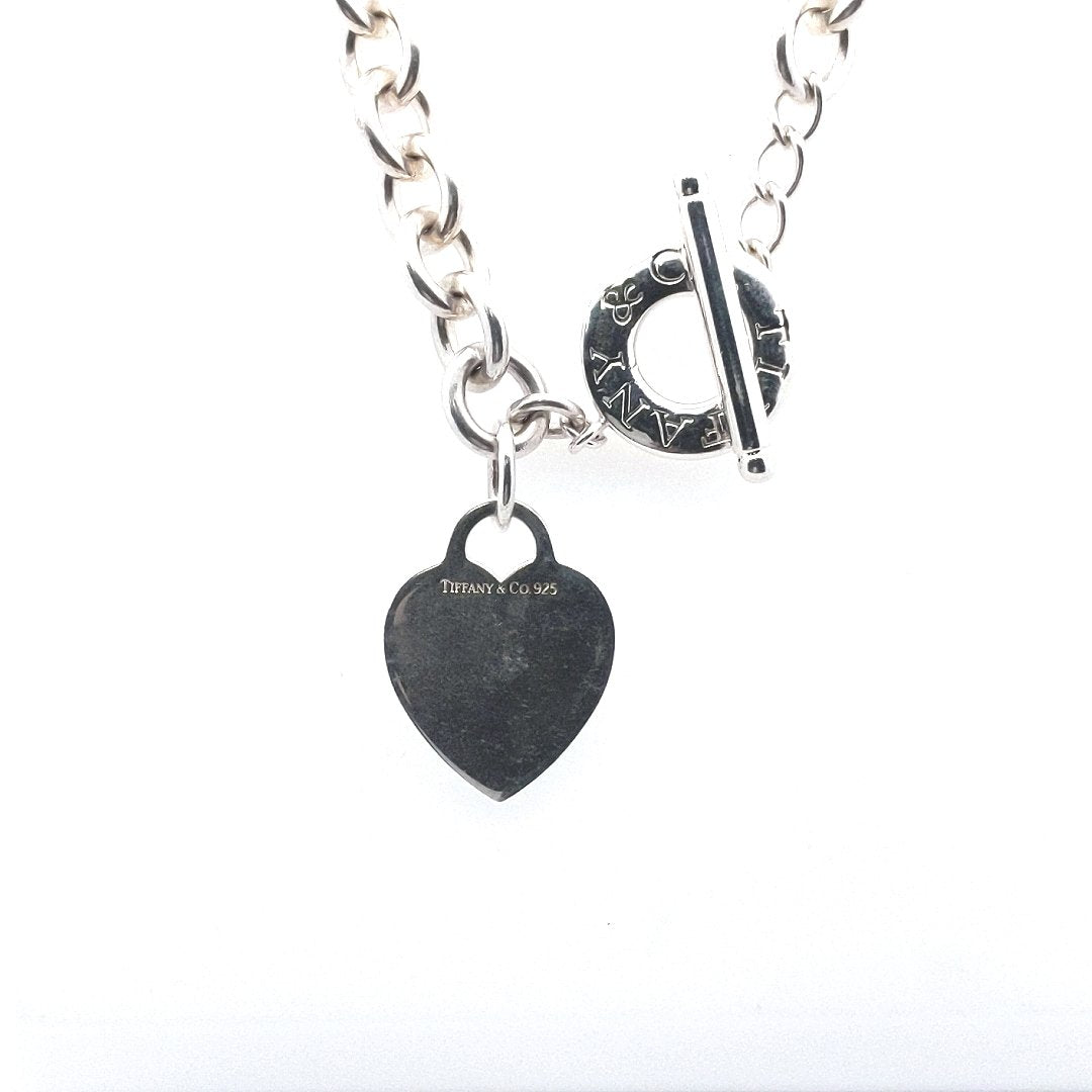 Designer $500 Tiffany & Co. Sterling Silver Heart Tag Toggle Necklace