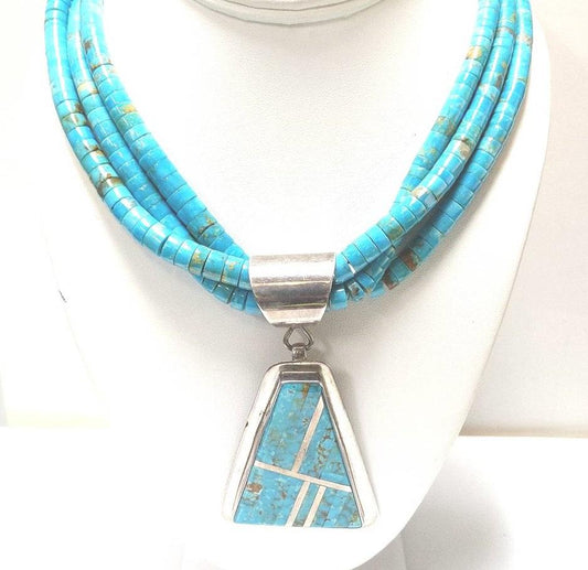 Nestoria Pat Coriz Kingman Turquoise Sterling Silver Necklace