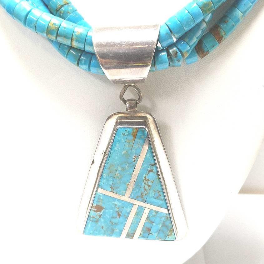 Nestoria Pat Coriz Kingman Turquoise Sterling Silver Necklace