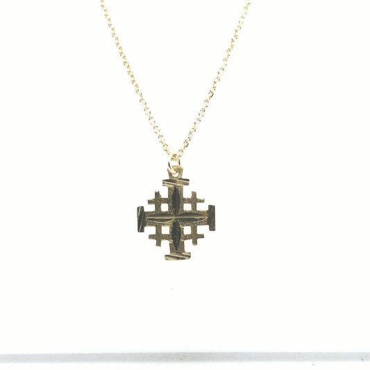 Estate $590 14K Yellow Gold Jerusalem Cross Pendant