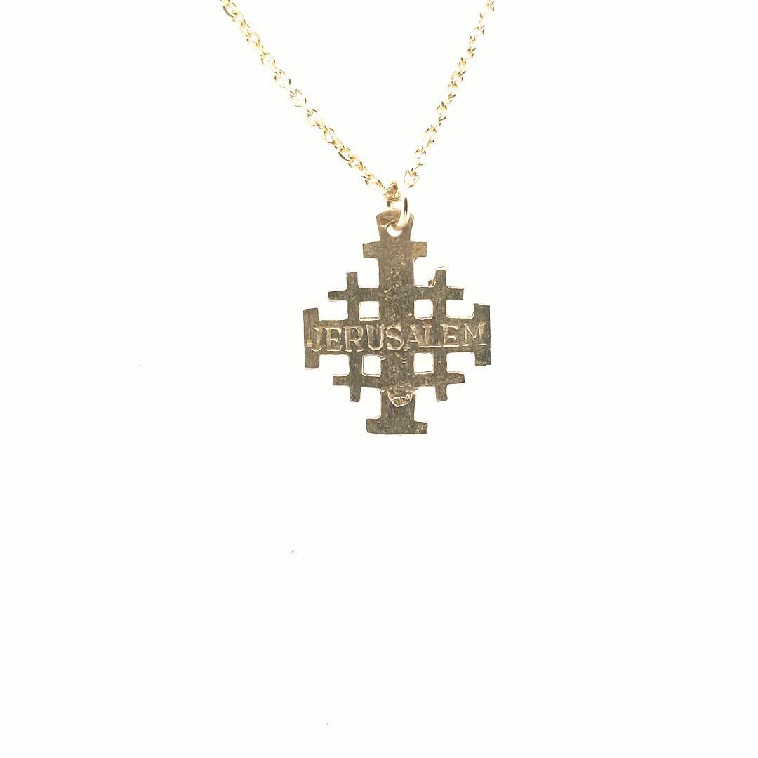 Estate $590 14K Yellow Gold Jerusalem Cross Pendant