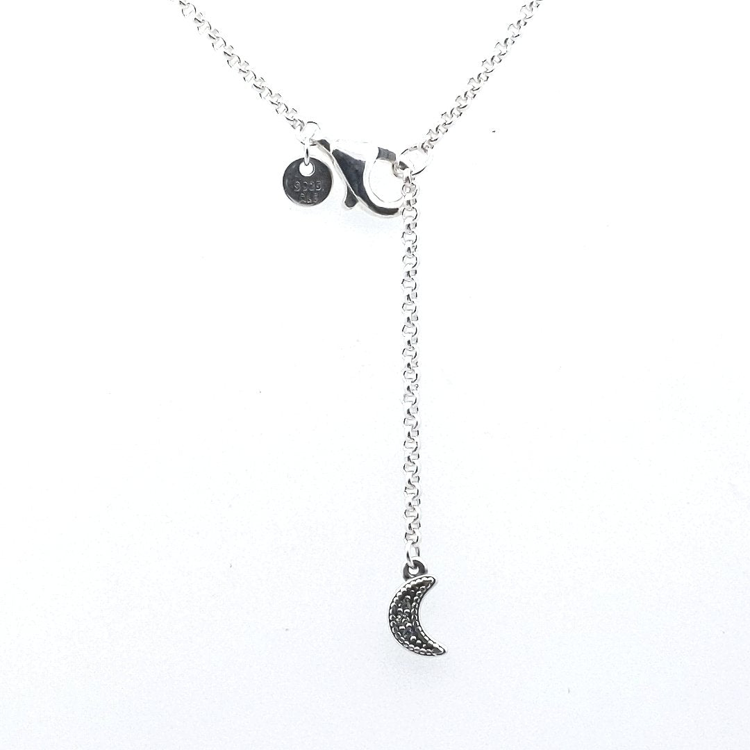 Designer $80 Sterling Pandora Blue Sparkling Moon In Heart Necklace