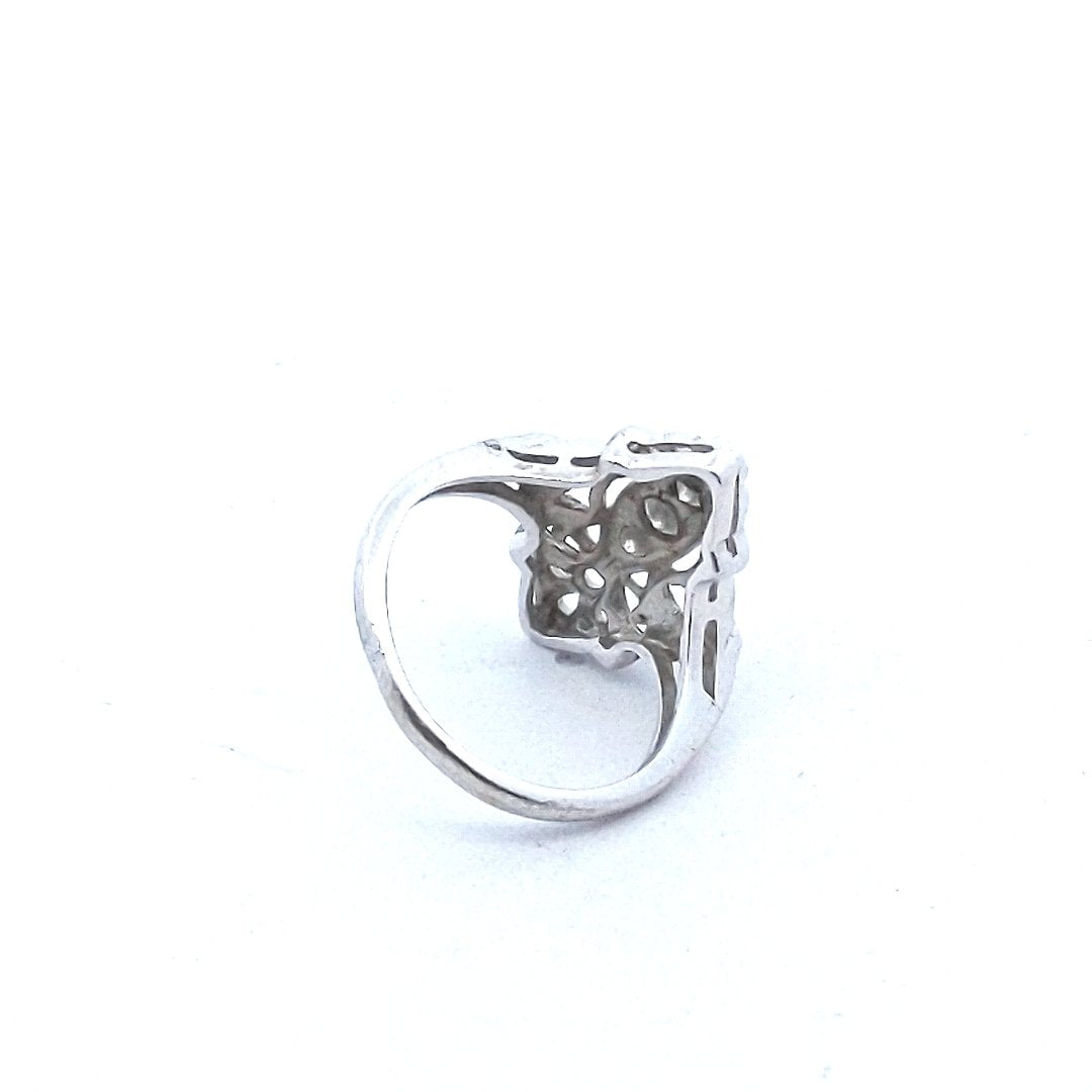 Estate $500 14K White Gold Diamond Filigree Style Ring