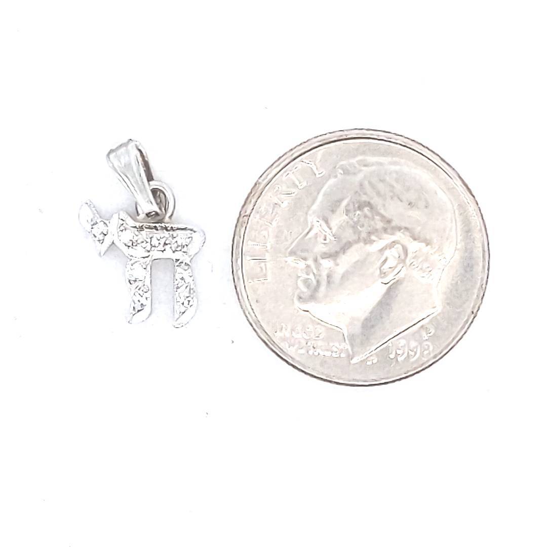 Vintage $190 14K White Gold Diamond Chai Pendant