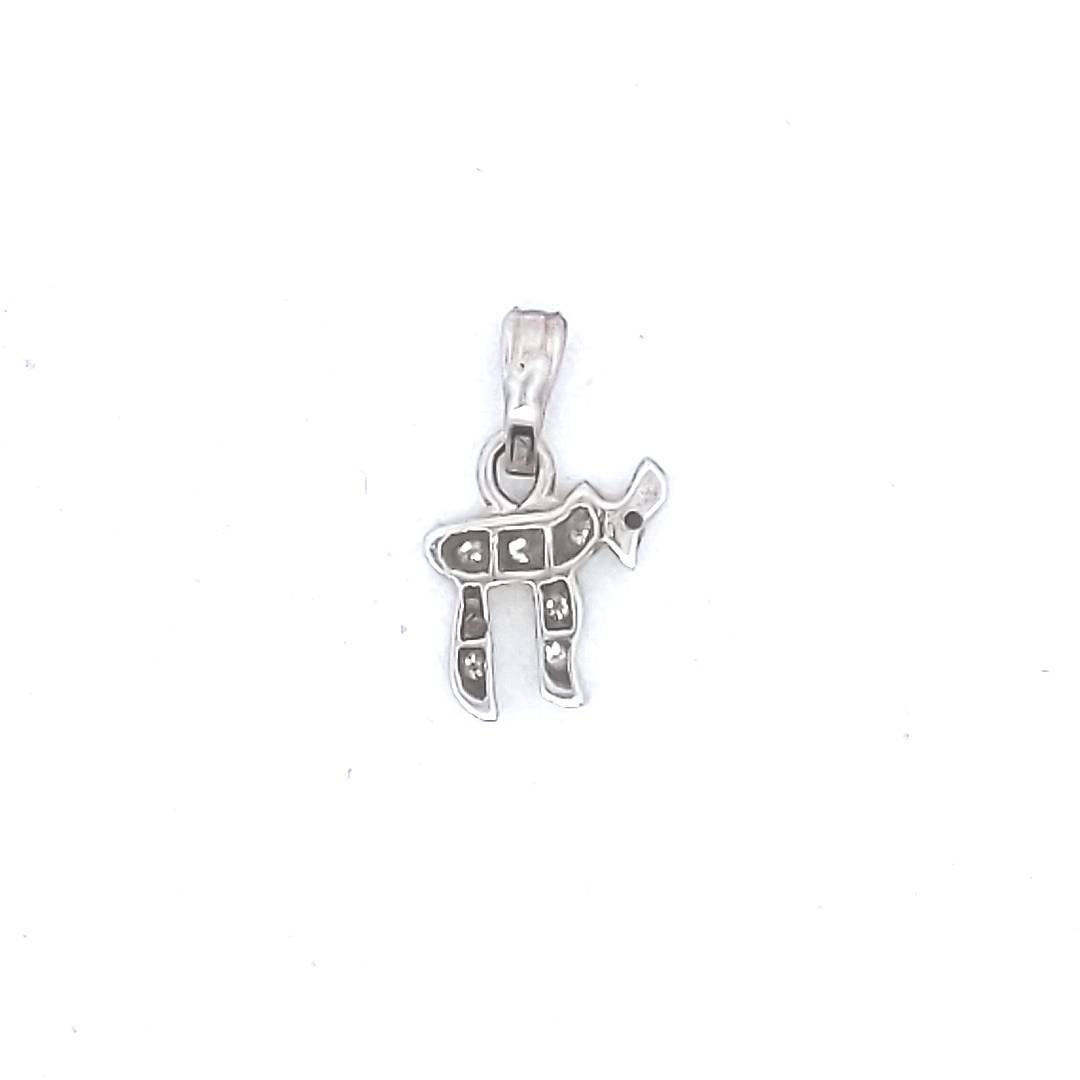 Vintage $190 14K White Gold Diamond Chai Pendant