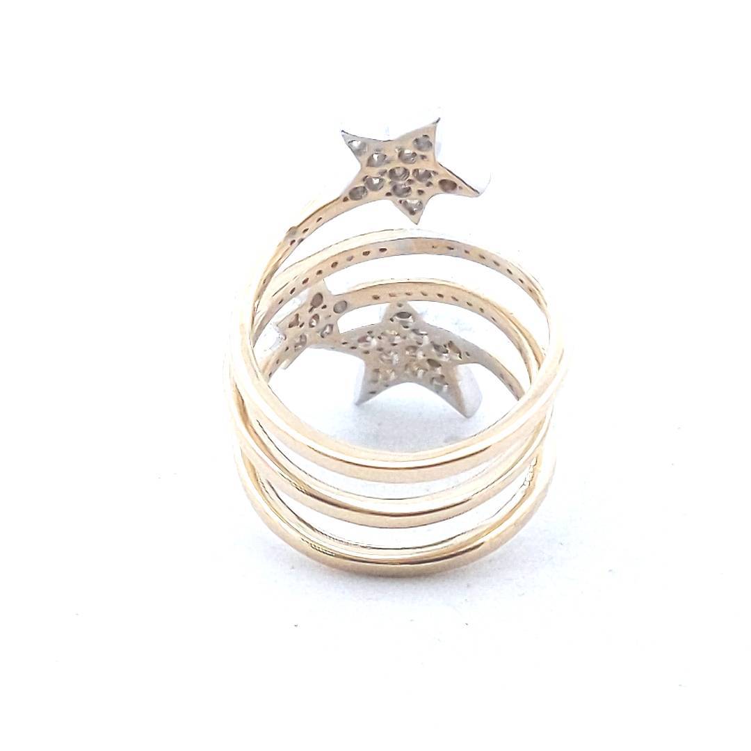 Estate $1400 14K Two Tone Gold Pave Diamond Wrap Around Star Ring