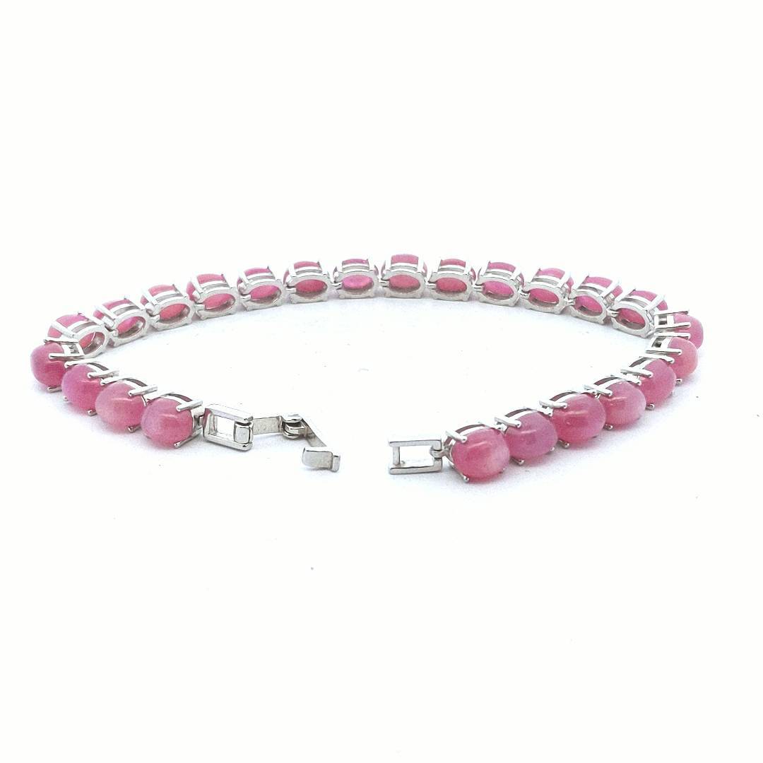 Estate $300 Sterling Oval Pink Natural Star Sapphire Bracelet