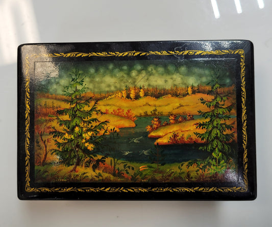 Vintage "Autumn" Russian Lacquerware Box