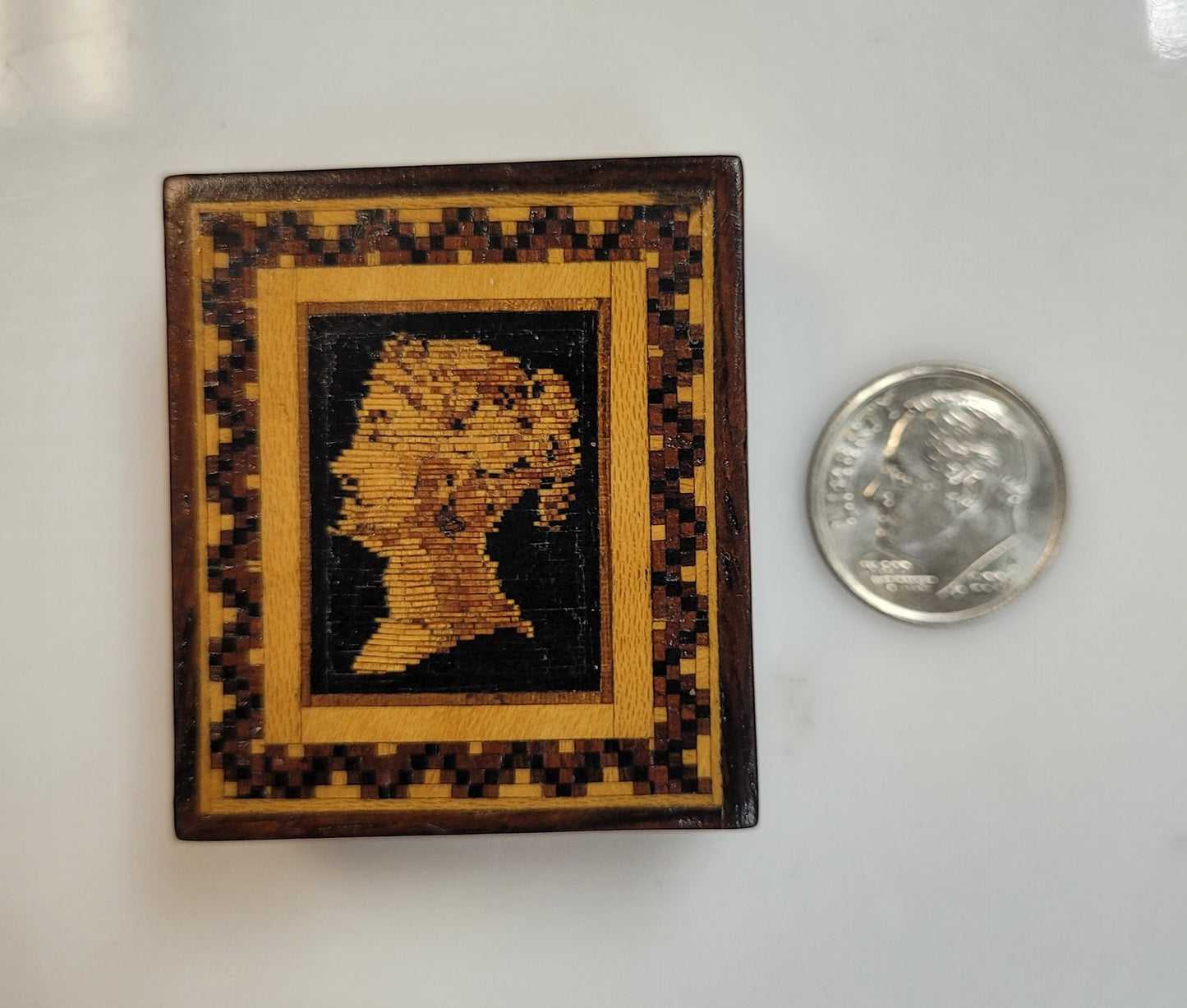 Russian Hand Made Wooden Portrait Mosaic Box