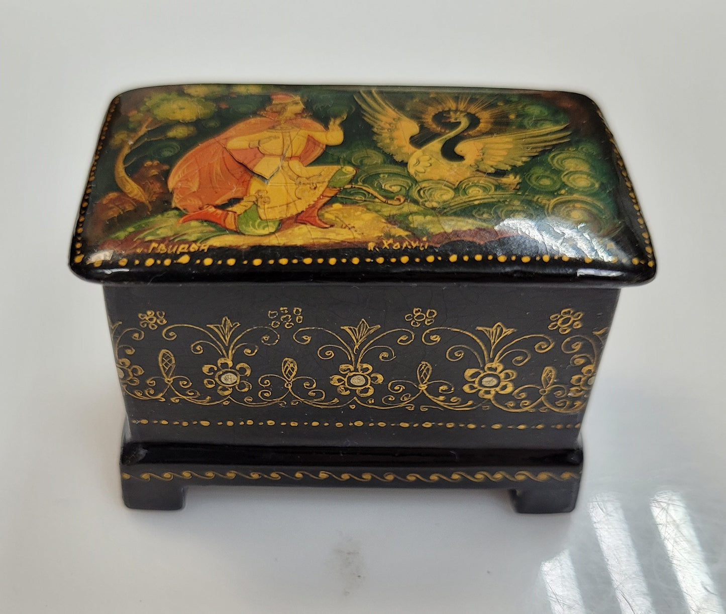 Vintage "Swan Princess" Russian Lacquerware Box