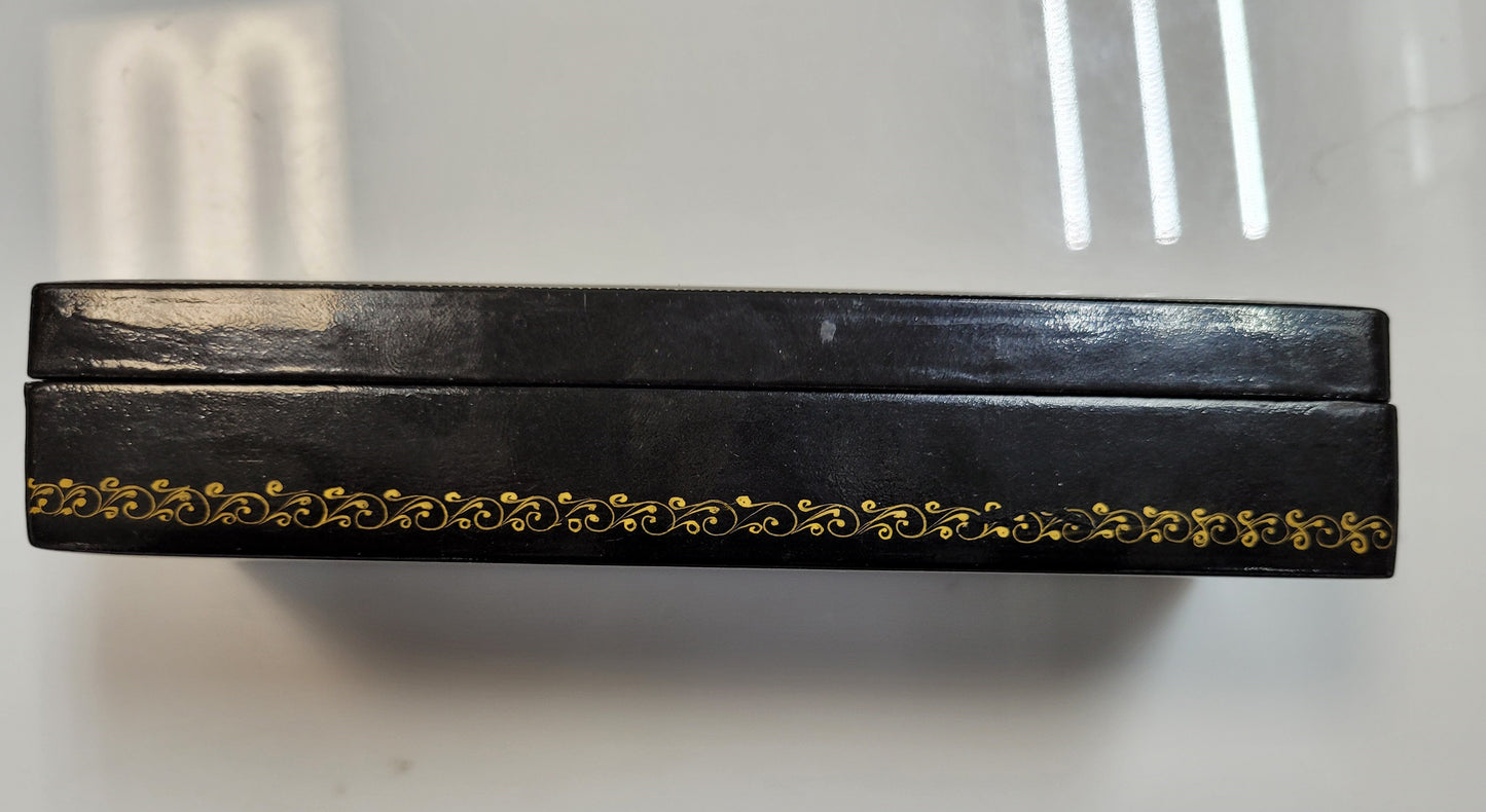 Vintage "Golden Fish Wish" Russian Lacquerware Box
