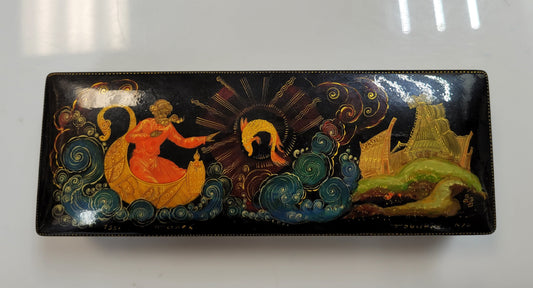 Vintage "Golden Fish Wish" Russian Lacquerware Box