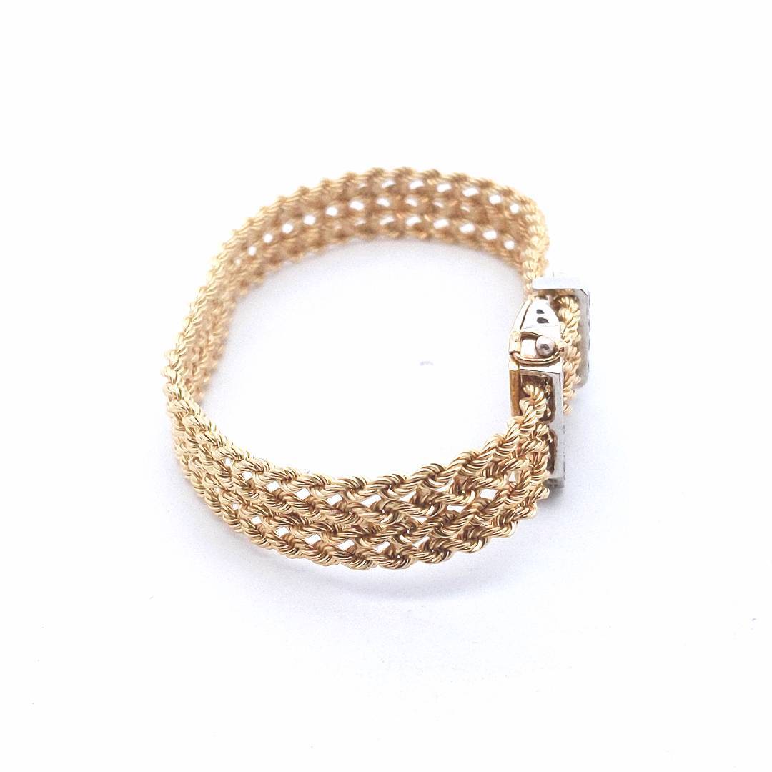 Vintage $3000 14K Two Tone Gold Diamond Buckle Bracelet