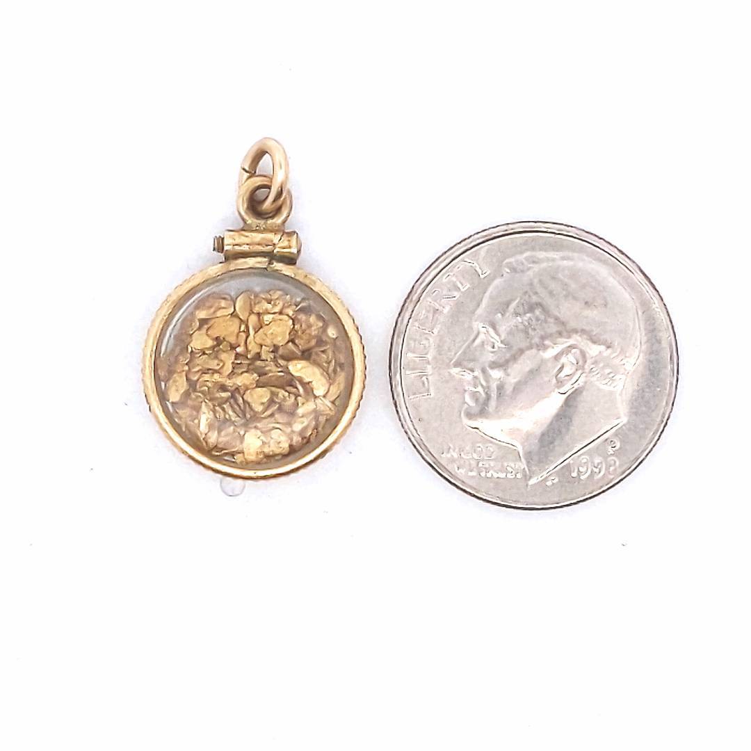 Antique $440 Gold Filled Frame 70% Purity Gold Nugget Pendant