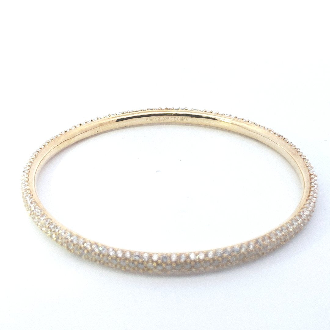 Designer $60 Sonia B. Sterling Silver Gold Vermeil CZ Bangle