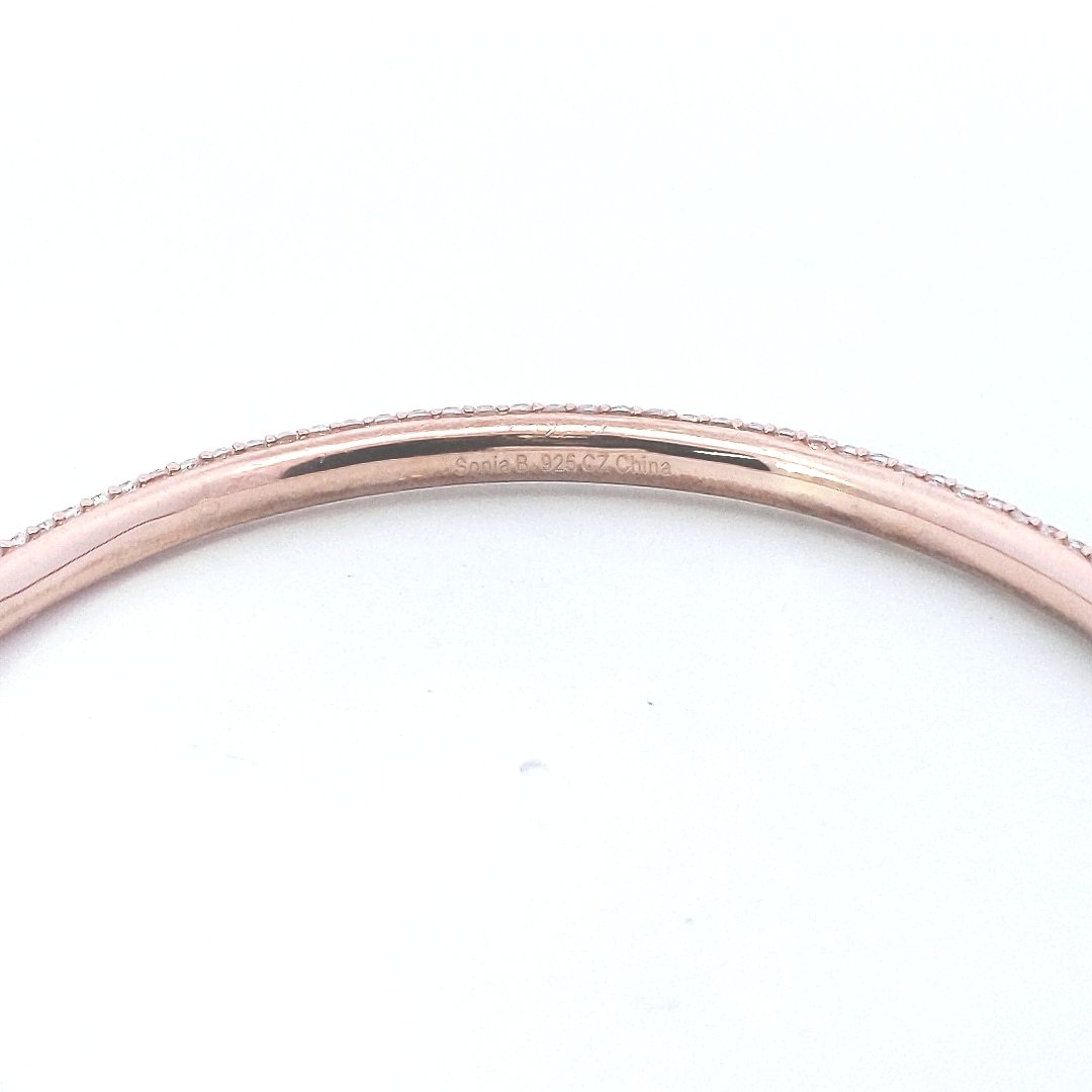 Designer $100 Sonia B. Sterling Silver Rose Vermeil CZ Bangle