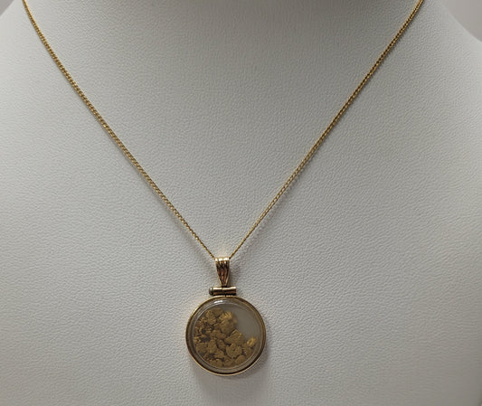 Vintage 14K Yellow Gold Panning For Gold Nuggets Necklace