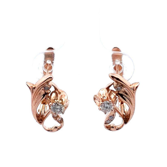 Estate $1200 14K Rose Gold Diamond Earrings