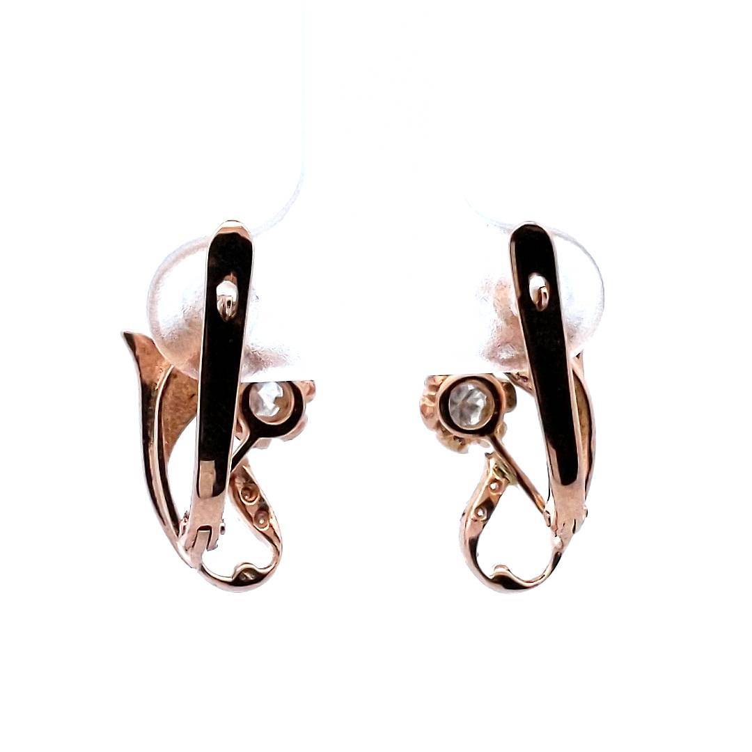 Estate $1200 14K Rose Gold Diamond Earrings