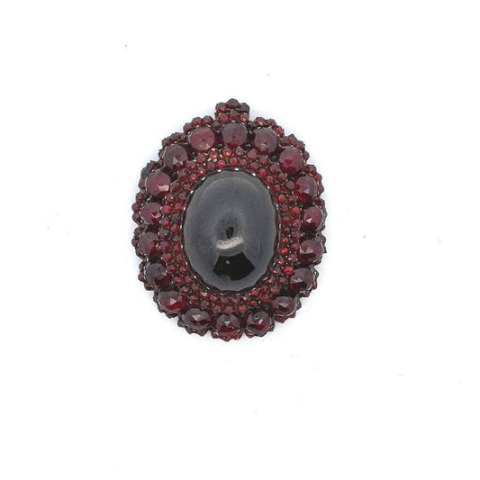 Antique $1400 Gold Filled Silver Bohemian Garnet Pendant