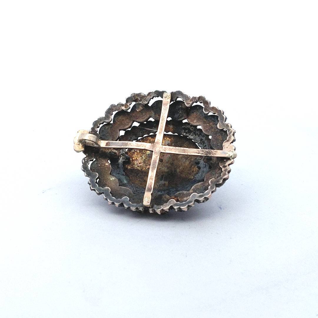 Antique $1400 Gold Filled Silver Bohemian Garnet Pendant