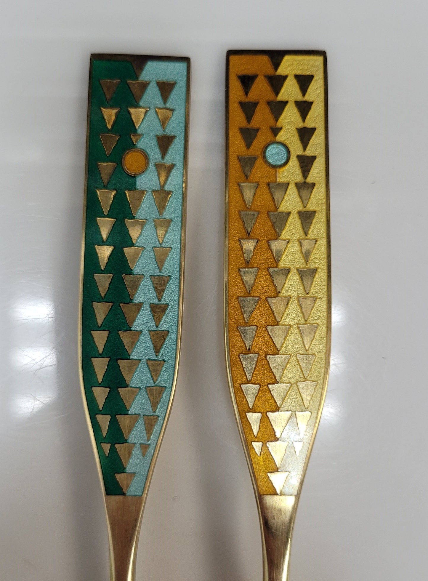 Vintage Sterling Silver A. Michelson Copenhagen Enamel Fork Spoon Set