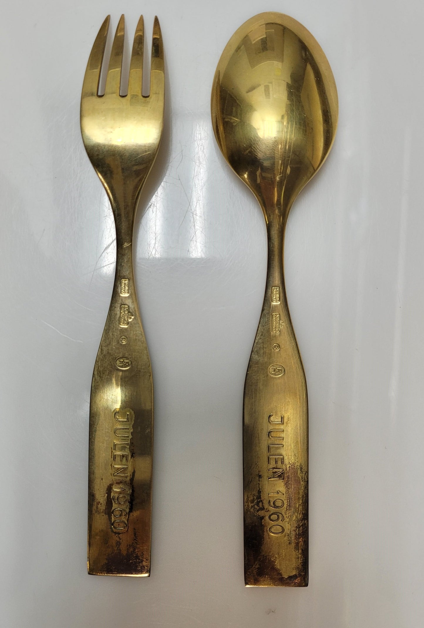 Vintage Sterling Silver A. Michelson Copenhagen Enamel Fork Spoon Set