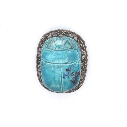 Estate $220 Sterling Silver Fiance Scarab Brooch